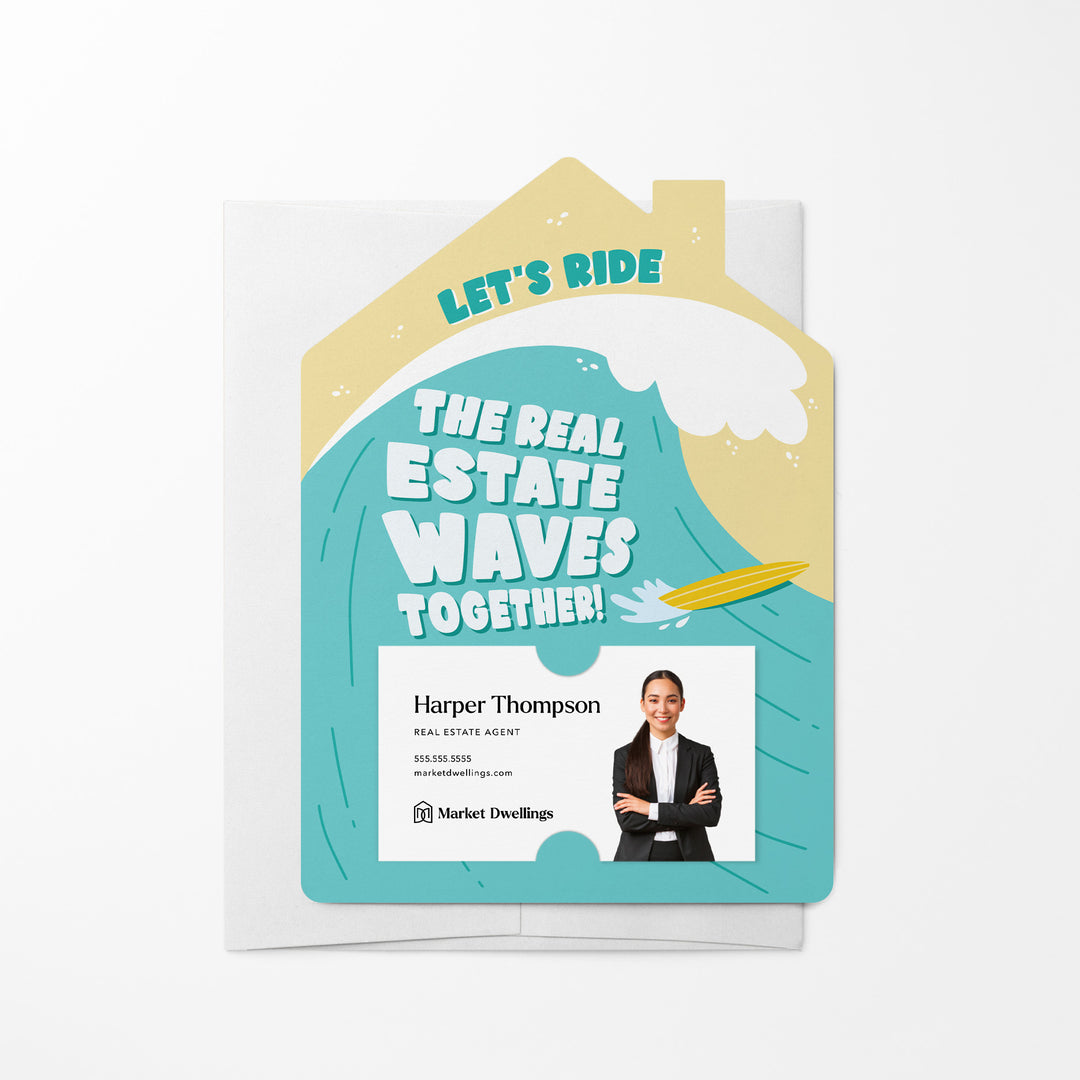 Set of Let's Ride The Real Estate Waves Together! | Summer Mailers | Envelopes Included | M277-M001-AB Mailer Market Dwellings SEAFOAM