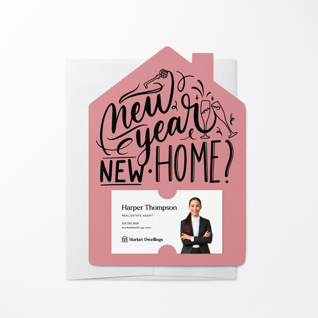 Set of New Year, New Home New Years Mailer | Envelopes Included | M28-M001 Mailer Market Dwellings LIGHT PINK