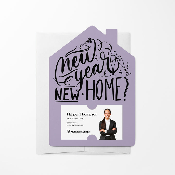 Set of New Year, New Home New Years Mailer | Envelopes Included | M28-M001 Mailer Market Dwellings LIGHT PURPLE