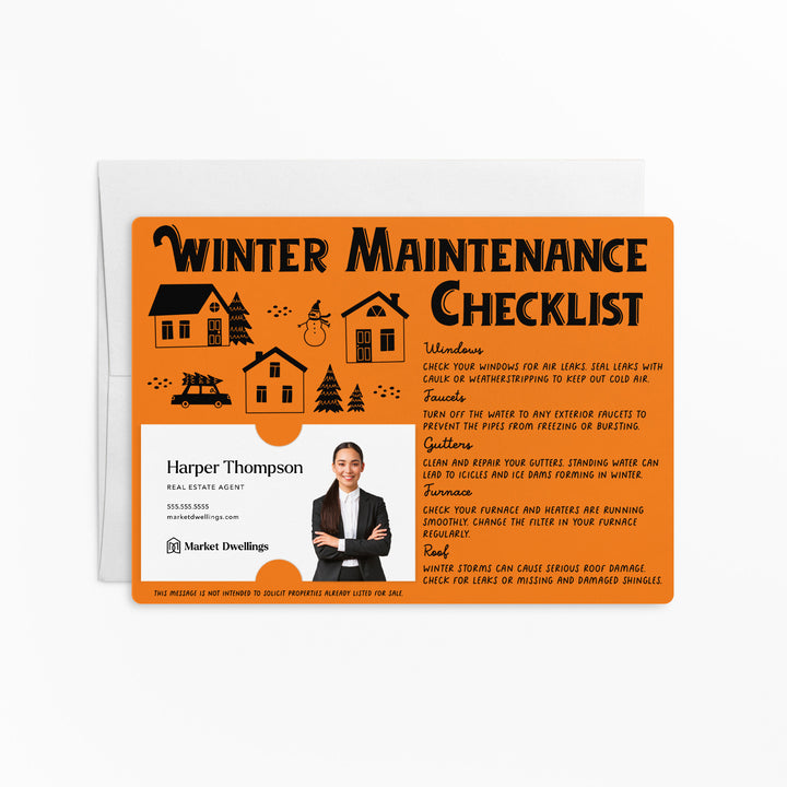 Set of Winter Maintenance Checklist | Winter Mailers | Envelopes Included | M28-M004 Mailer Market Dwellings CARROT