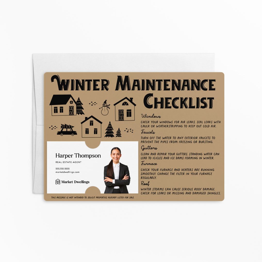 Set of Winter Maintenance Checklist | Winter Mailers | Envelopes Included | M28-M004 Mailer Market Dwellings KRAFT