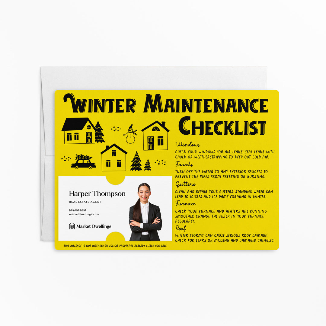 Set of Winter Maintenance Checklist | Winter Mailers | Envelopes Included | M28-M004 Mailer Market Dwellings LEMON