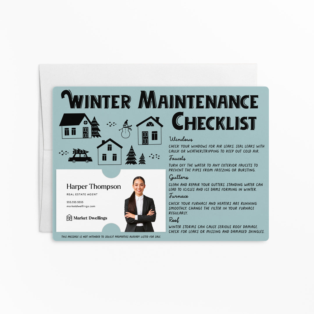 Set of Winter Maintenance Checklist | Winter Mailers | Envelopes Included | M28-M004 Mailer Market Dwellings LIGHT BLUE