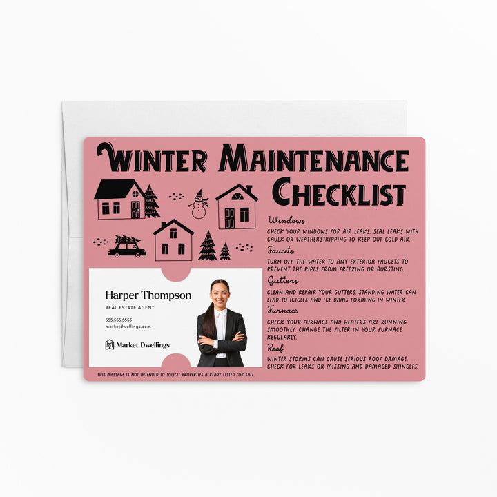 Set of Winter Maintenance Checklist | Winter Mailers | Envelopes Included | M28-M004 Mailer Market Dwellings LIGHT PINK