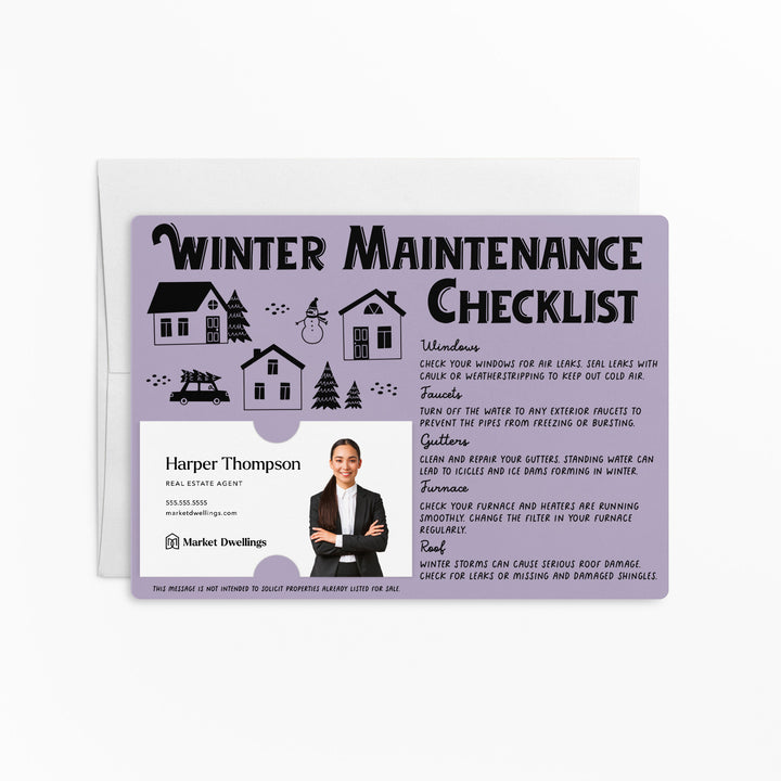 Set of Winter Maintenance Checklist | Winter Mailers | Envelopes Included | M28-M004 Mailer Market Dwellings LIGHT PURPLE