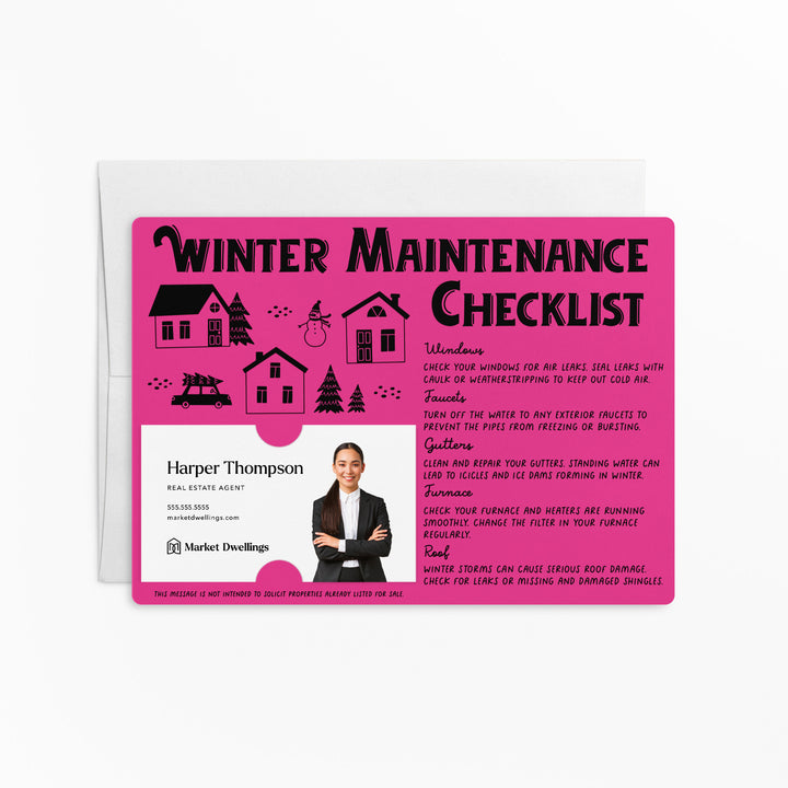 Set of Winter Maintenance Checklist | Winter Mailers | Envelopes Included | M28-M004 Mailer Market Dwellings RAZZLE BERRY