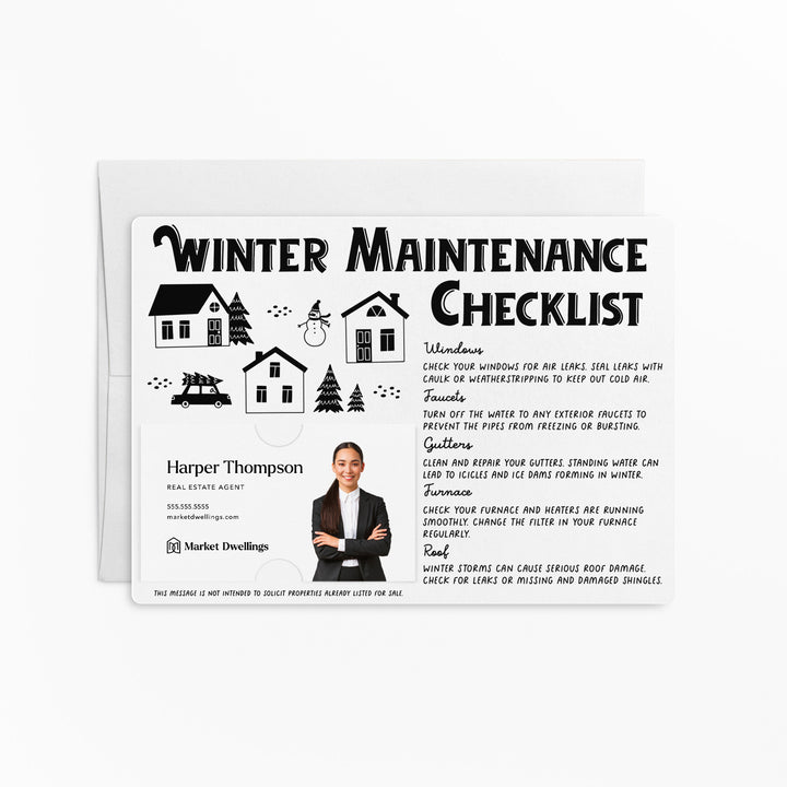 Set of Winter Maintenance Checklist | Winter Mailers | Envelopes Included | M28-M004 Mailer Market Dwellings WHITE