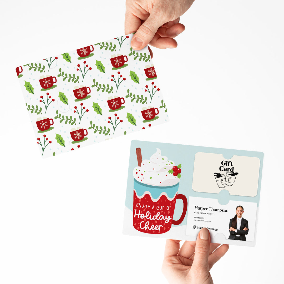 Set of "Enjoy a Cup of Holiday Cheer" Gift Card & Business Card Holder Mailers | Envelopes Included | M28-M008 Mailer Market Dwellings