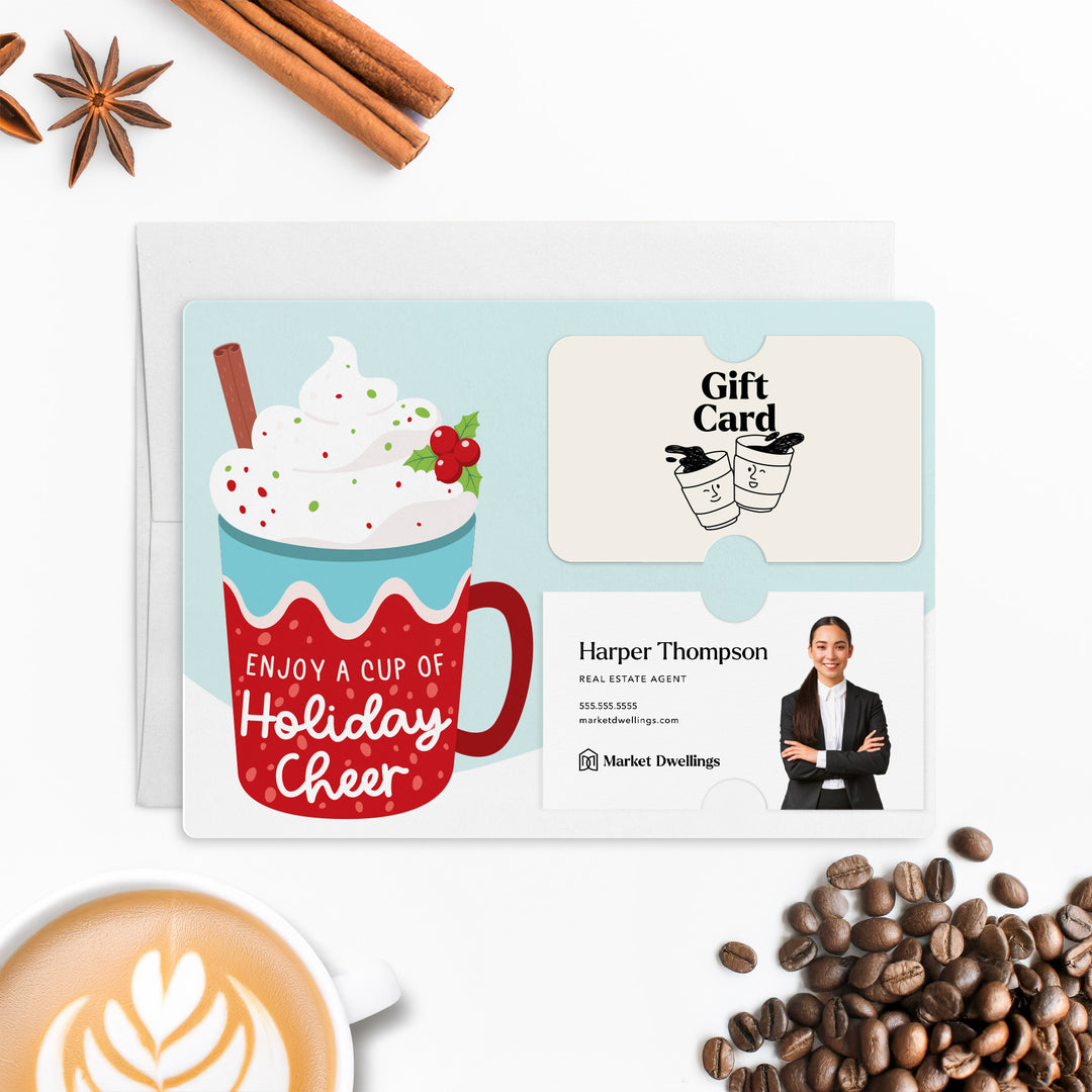 Set of "Enjoy a Cup of Holiday Cheer" Gift Card & Business Card Holder Mailers | Envelopes Included | M28-M008 Mailer Market Dwellings