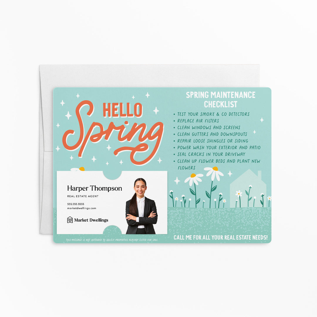 Set of Hello Spring Maintenance Checklist  | Spring Mailers | Envelopes Included | M29-M004-AB