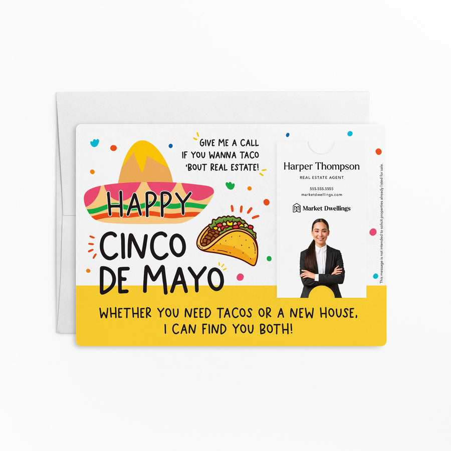 Vertical | Set of "Happy Cinco de Mayo" Colorful Real Estate Mailer | Envelopes Included | M29-M005 Mailer Market Dwellings