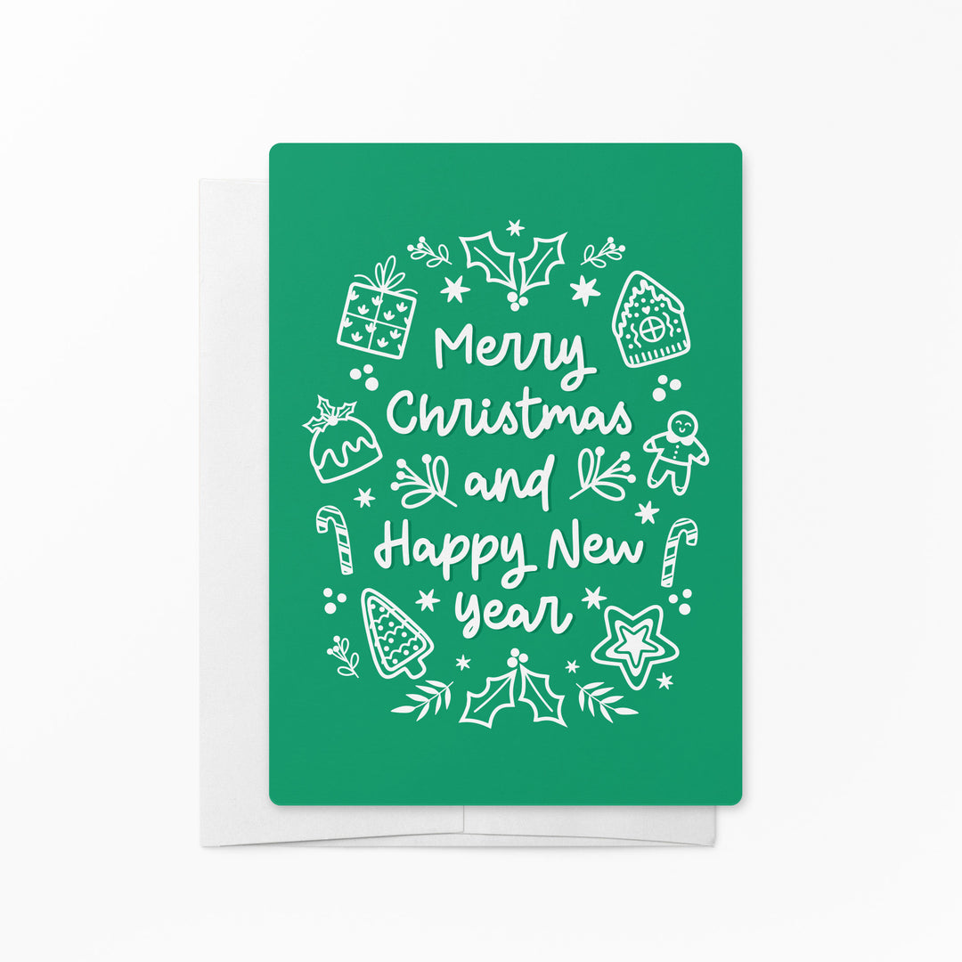 Set of Merry Christmas and Happy New Year | Christmas Mailers | Envelopes Included | M29-M006-AB Mailer Market Dwellings JADE