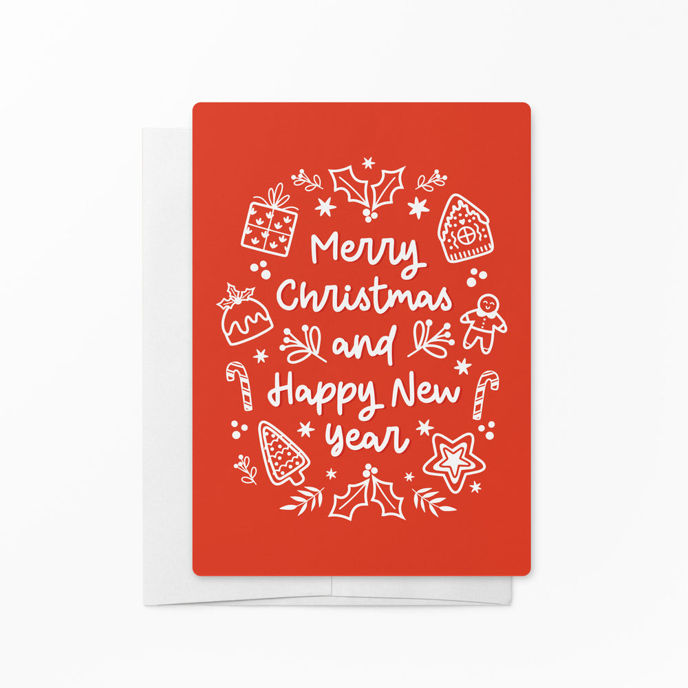 Merry Christmas and Happy New Year | Real Estate Notecards with Envelopes Mailer Market Dwellings REGAL RED 10