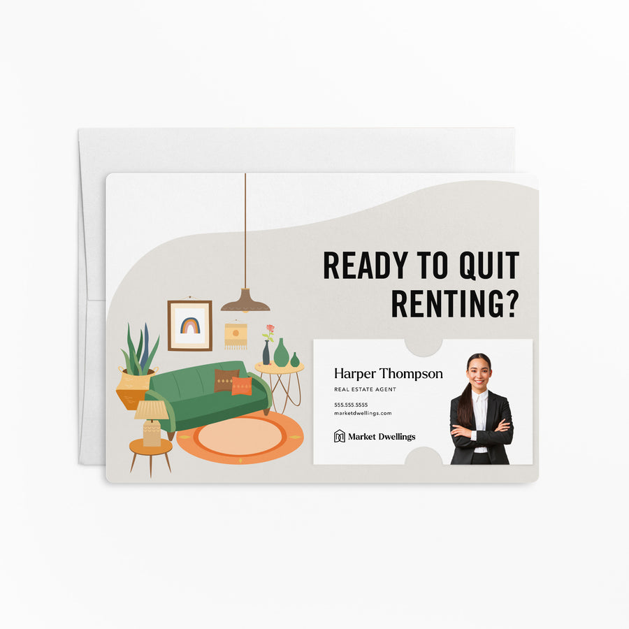 Set of "Ready to Quit Renting?" Double Sided Mailers | Envelopes Included | M3-M003 Mailer Market Dwellings