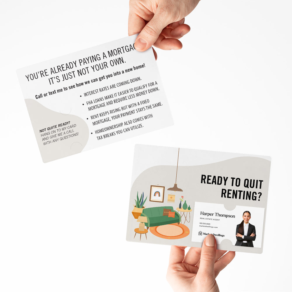 Set of "Ready to Quit Renting?" Double Sided Mailers | Envelopes Included | M3-M003 Mailer Market Dwellings