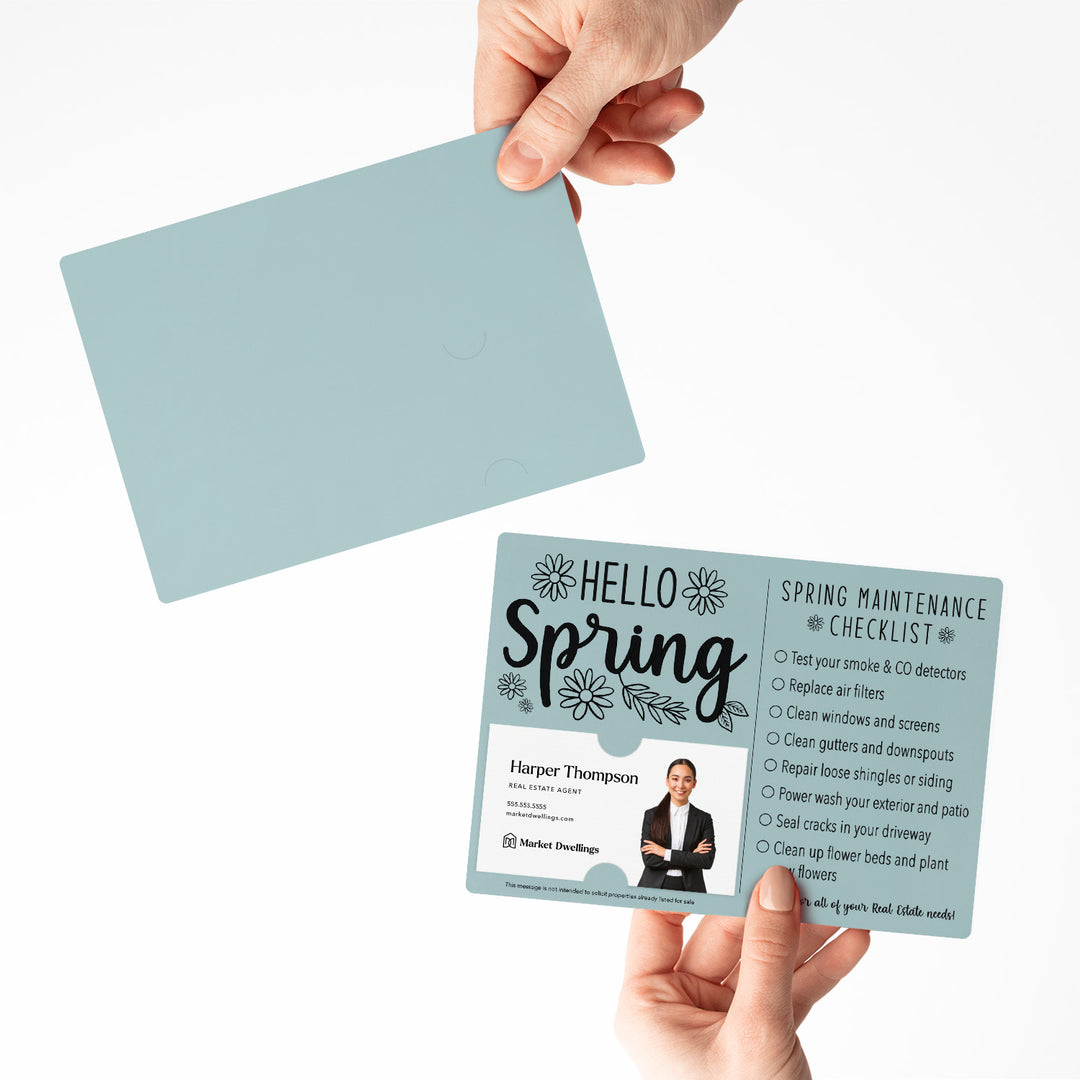 Set of "Hello Spring" Spring Checklist Real Estate Mailer | Envelopes Included | M3-M004 Mailer Market Dwellings