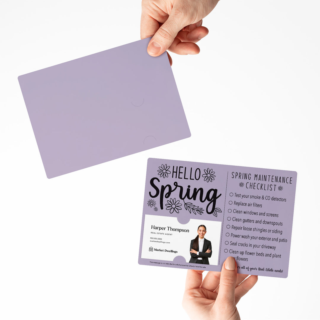 Set of "Hello Spring" Spring Checklist Real Estate Mailer | Envelopes Included | M3-M004 Mailer Market Dwellings