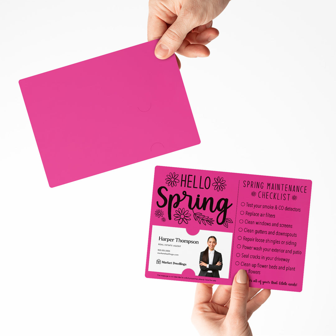 Set of "Hello Spring" Spring Checklist Real Estate Mailer | Envelopes Included | M3-M004 Mailer Market Dwellings