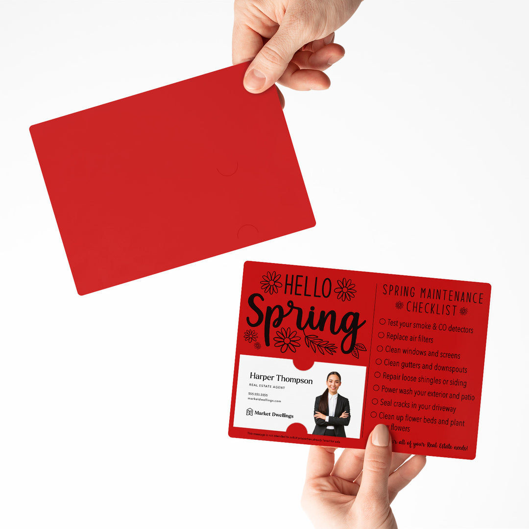 Set of "Hello Spring" Spring Checklist Real Estate Mailer | Envelopes Included | M3-M004 Mailer Market Dwellings