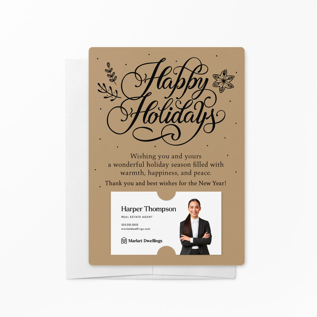 Set of Happy Holidays Mailer | Envelopes Included | M3-M007 Mailer Market Dwellings KRAFT