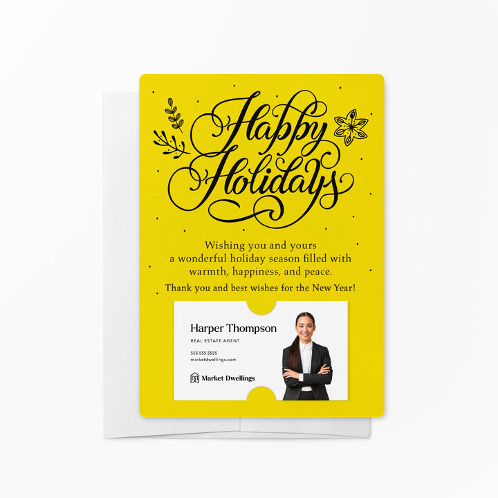 Set of Happy Holidays Mailer | Envelopes Included | M3-M007 Mailer Market Dwellings LEMON