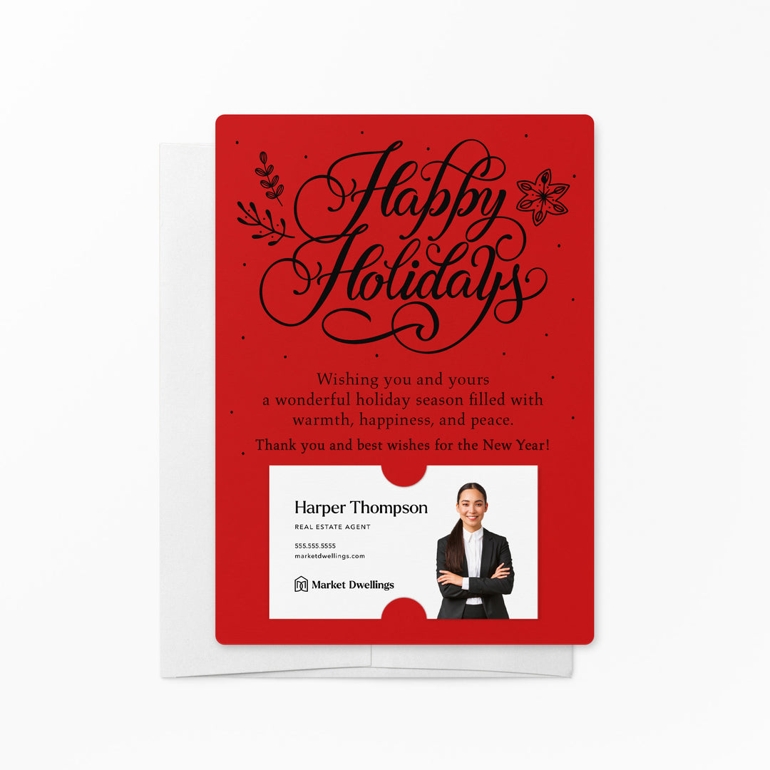 Set of Happy Holidays Mailer | Envelopes Included | M3-M007 Mailer Market Dwellings SCARLET