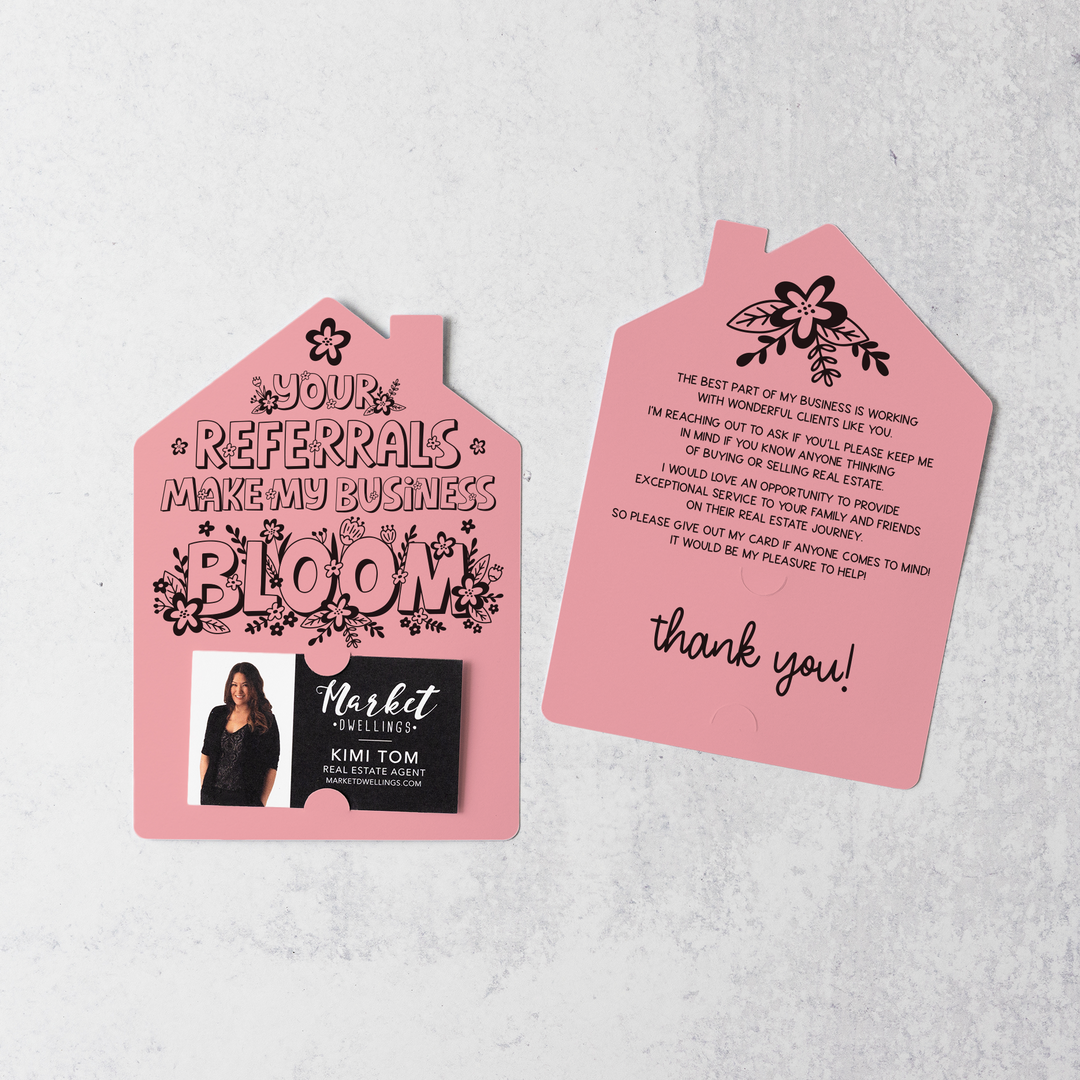 Set of Your Referrals Make My Business Bloom Real Estate Agent Mailers | Envelopes Included | M30-M001
