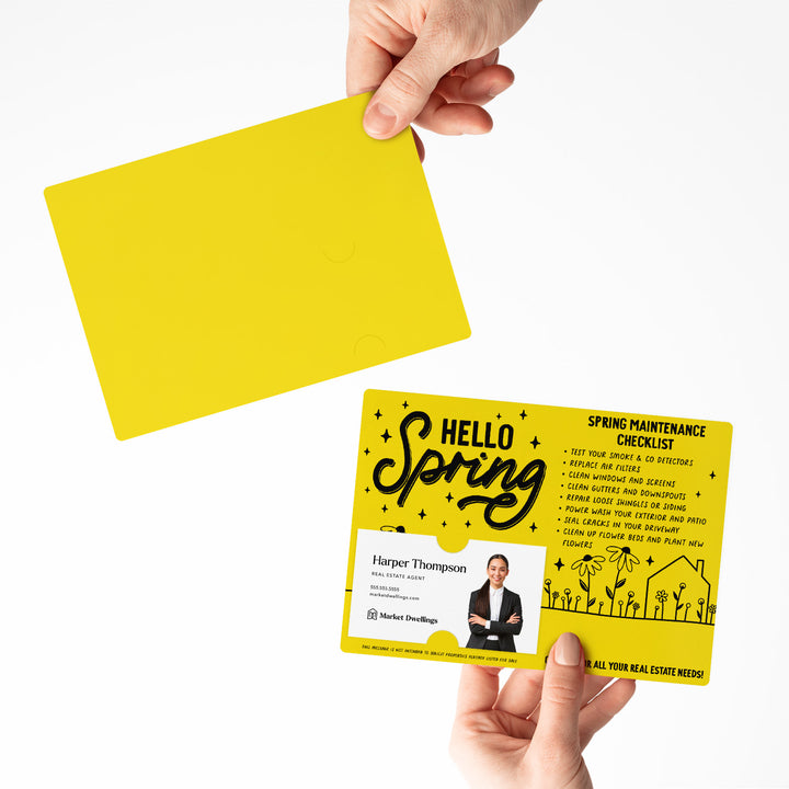 Set of Hello Spring Maintenance Checklist | Spring Mailers | Envelopes Included | M30-M004 Mailer Market Dwellings