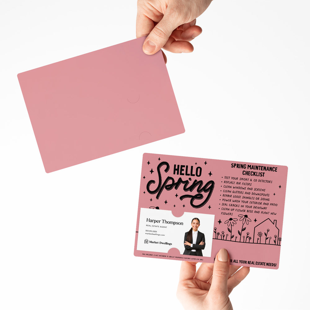 Set of Hello Spring Maintenance Checklist | Spring Mailers | Envelopes Included | M30-M004 Mailer Market Dwellings