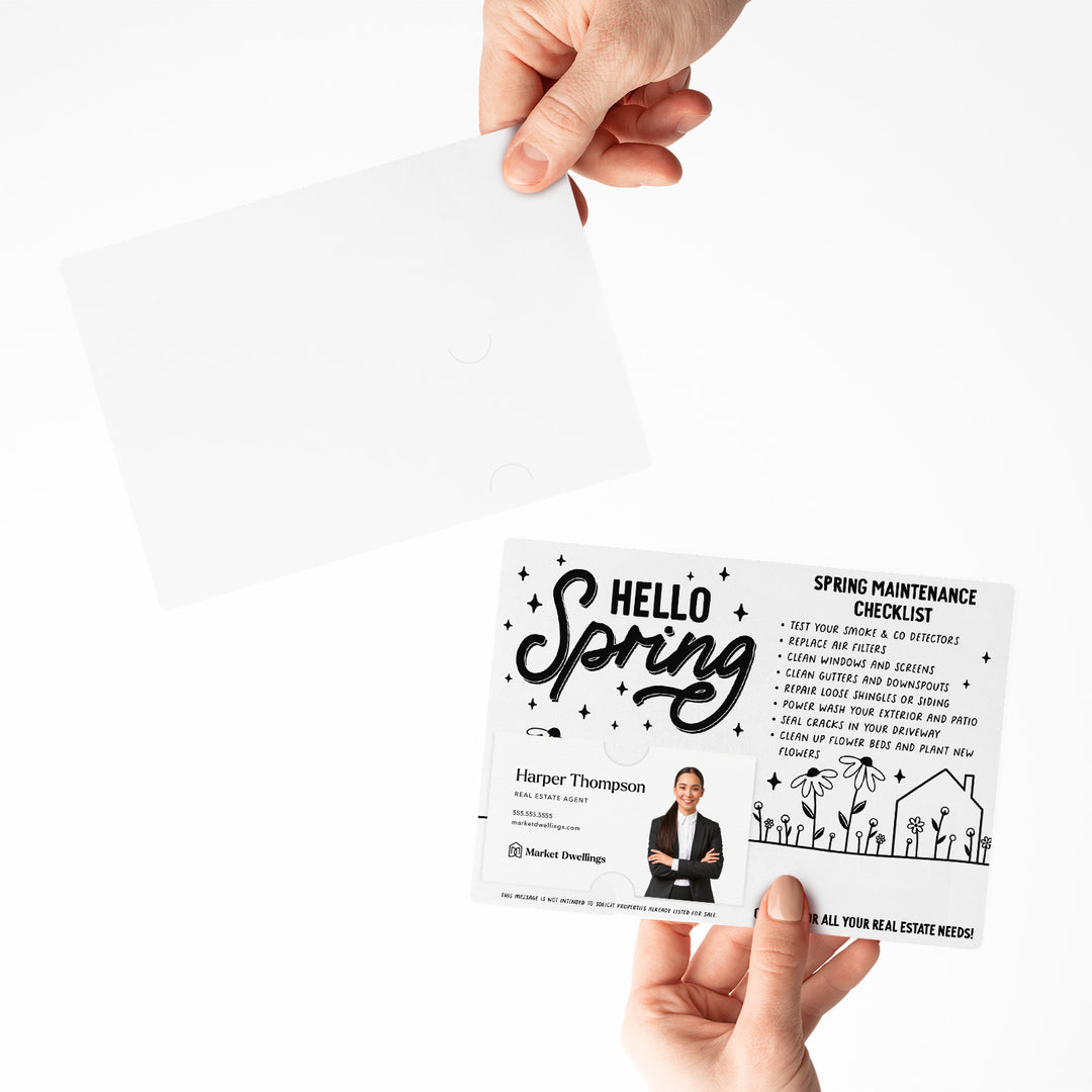 Set of Hello Spring Maintenance Checklist | Spring Mailers | Envelopes Included | M30-M004 Mailer Market Dwellings