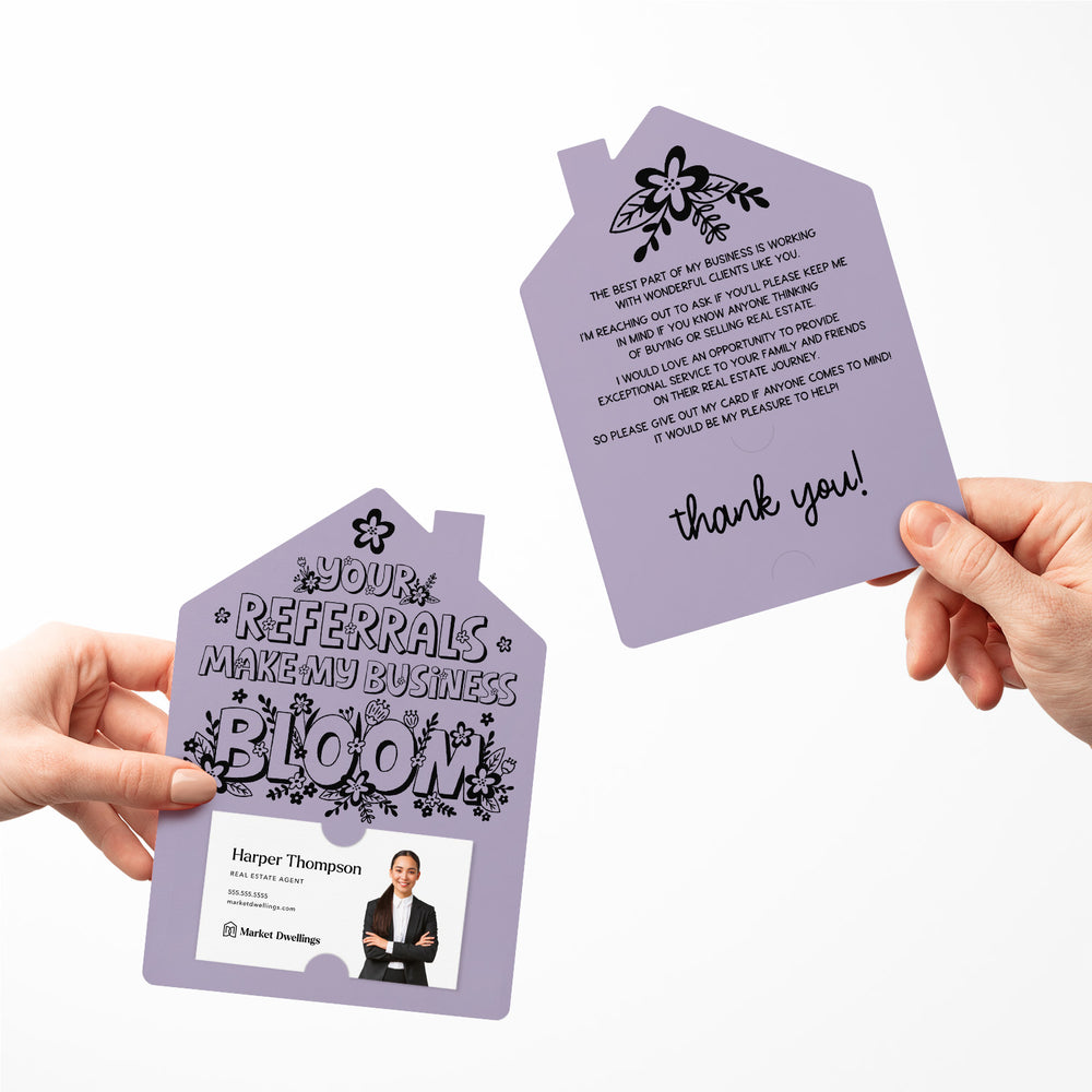 Set of Your Referrals Make My Business Bloom Real Estate Agent Mailers | Envelopes Included | M30-M001 Mailer Market Dwellings