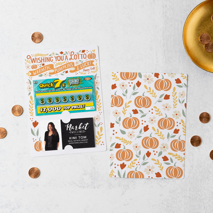 Set of Wishing You A Lotto Warmth, Pumpkins, & Luck Happy Fall | Real Estate Mailers | Envelopes Included | M31-M002 Mailer Market Dwellings   
