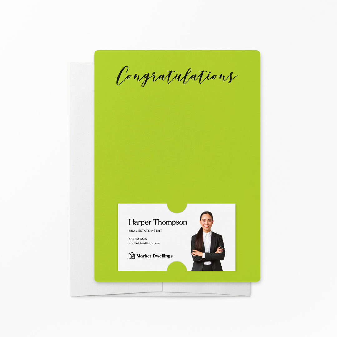 Set of "Congratulations" Notecards | Envelopes Included | M31-M007 Notecards Market Dwellings GREEN APPLE