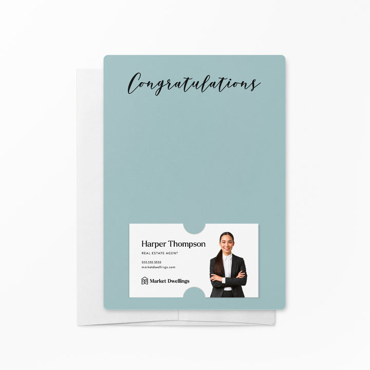 Set of "Congratulations" Notecards | Envelopes Included | M31-M007 Notecards Market Dwellings LIGHT BLUE