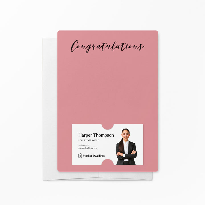 Set of "Congratulations" Notecards | Envelopes Included | M31-M007 Notecards Market Dwellings LIGHT PINK