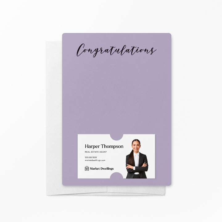 Set of "Congratulations" Notecards | Envelopes Included | M31-M007 Notecards Market Dwellings LIGHT PURPLE