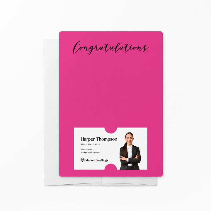 Set of "Congratulations" Notecards | Envelopes Included | M31-M007 Notecards Market Dwellings RAZZLE BERRY