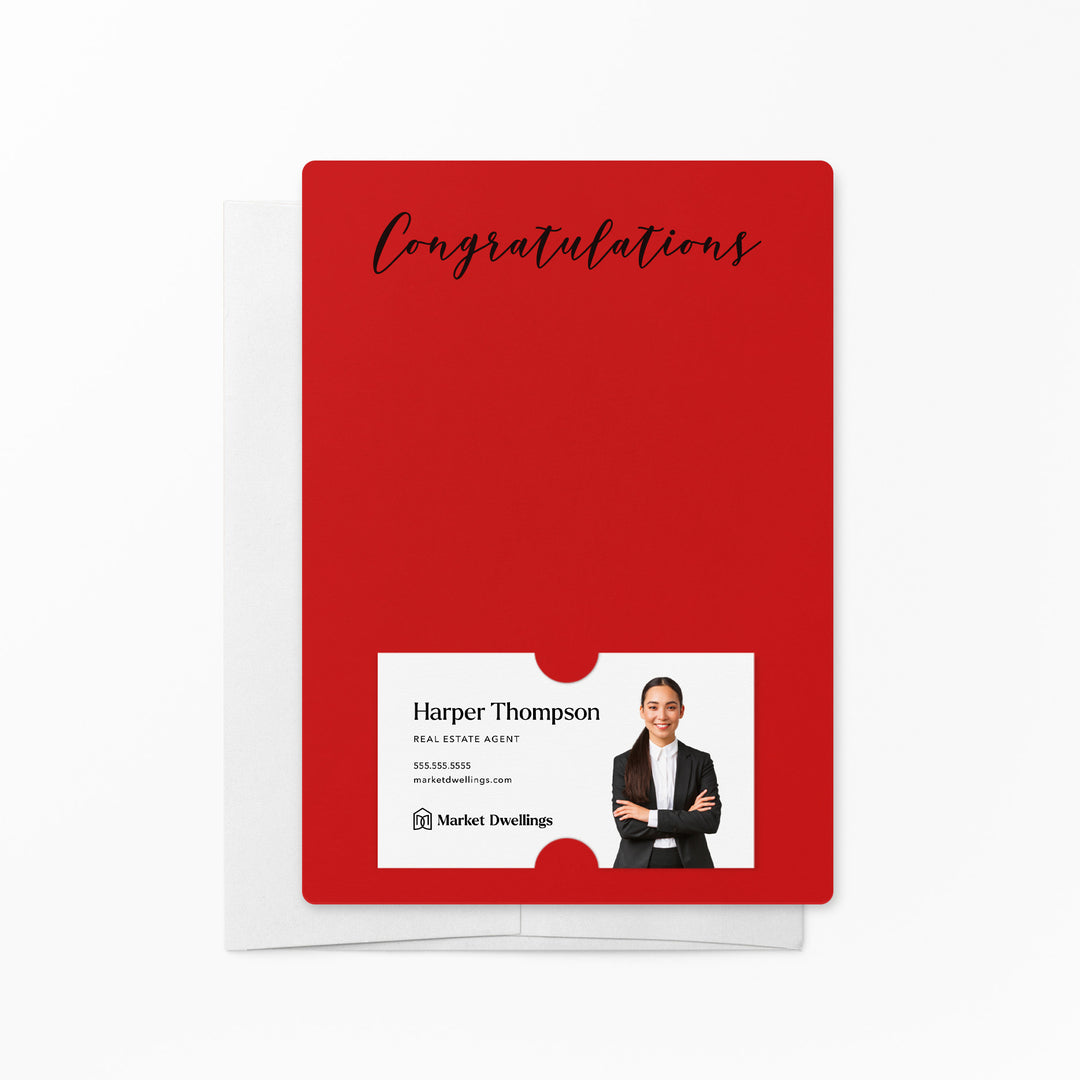 Set of "Congratulations" Notecards | Envelopes Included | M31-M007 Notecards Market Dwellings SCARLET