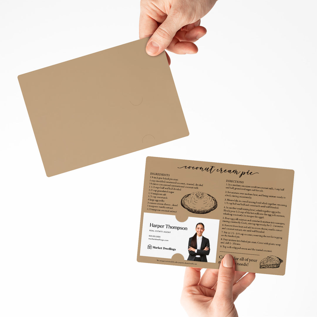 Set of "Coconut Cream Pie" Recipe Cards | Envelopes Included M32-M004 Mailer Market Dwellings