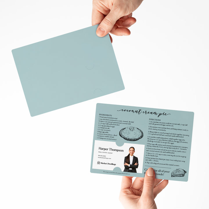 Set of "Coconut Cream Pie" Recipe Cards | Envelopes Included M32-M004 Mailer Market Dwellings