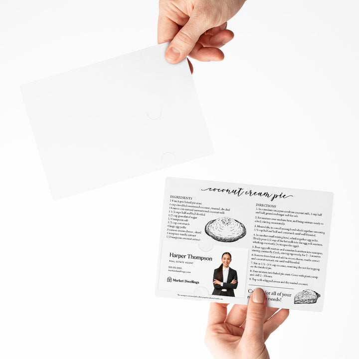 Set of "Coconut Cream Pie" Recipe Cards | Envelopes Included M32-M004 Mailer Market Dwellings