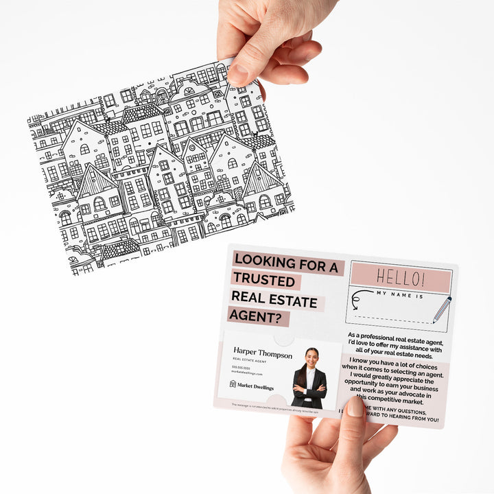 Set of Looking For A Trusted Real Estate Agent Mailers | Envelopes Included | M33-M004 Mailer Market Dwellings