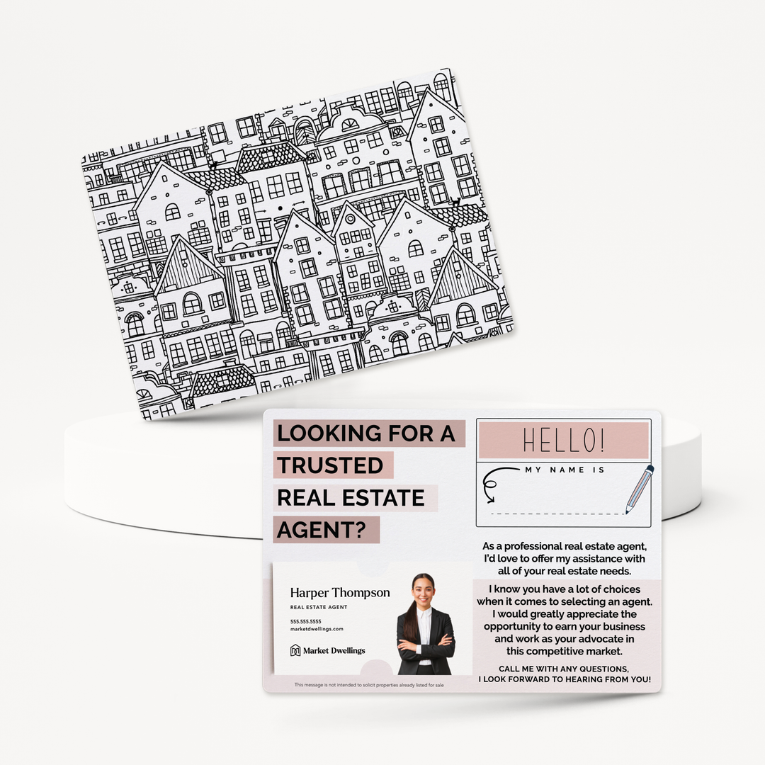 Set of Looking For A Trusted Real Estate Agent Mailers | Envelopes Included | M33-M004 Mailer Market Dwellings   