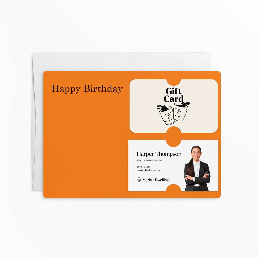 Set of "Happy Birthday" Gift Card & Business Card Holder Mailer | Envelopes Included | M33-M008 Mailer Market Dwellings CARROT