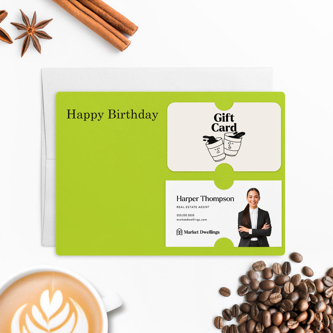 Set of "Happy Birthday" Gift Card & Business Card Holder Mailer | Envelopes Included | M33-M008 Mailer Market Dwellings