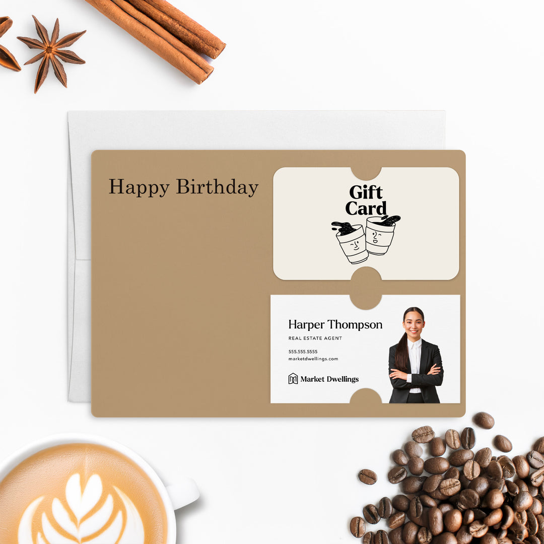 Set of "Happy Birthday" Gift Card & Business Card Holder Mailer | Envelopes Included | M33-M008 Mailer Market Dwellings