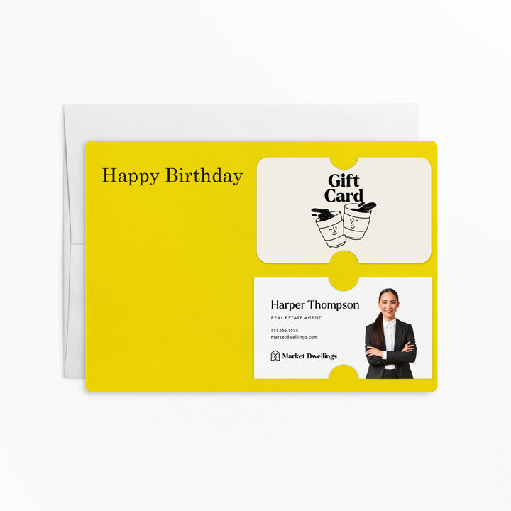 Set of "Happy Birthday" Gift Card & Business Card Holder Mailer | Envelopes Included | M33-M008 Mailer Market Dwellings LEMON