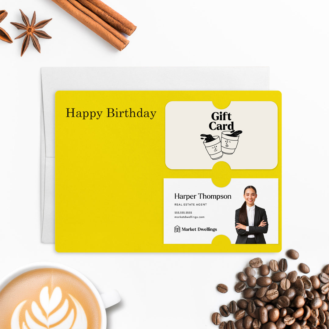 Set of "Happy Birthday" Gift Card & Business Card Holder Mailer | Envelopes Included | M33-M008 Mailer Market Dwellings