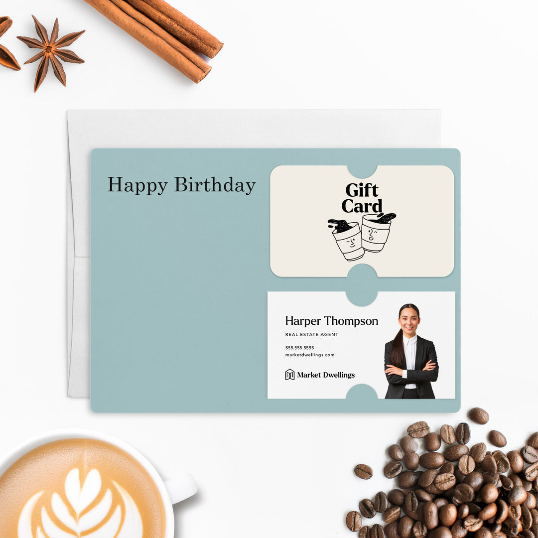 Set of "Happy Birthday" Gift Card & Business Card Holder Mailer | Envelopes Included | M33-M008 Mailer Market Dwellings