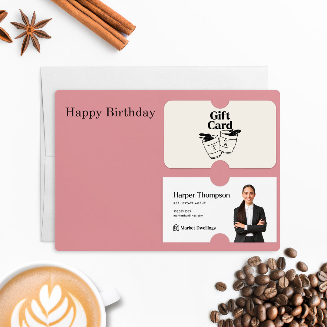 Set of "Happy Birthday" Gift Card & Business Card Holder Mailer | Envelopes Included | M33-M008 Mailer Market Dwellings